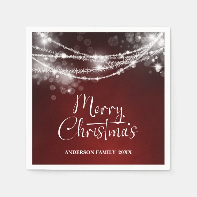 Serviette En Papier Élégant voyant à cordes Noël rouge (Devant)