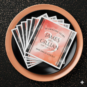 Serviette En Papier Elégante 35ème anniversaire de Mariage de corail