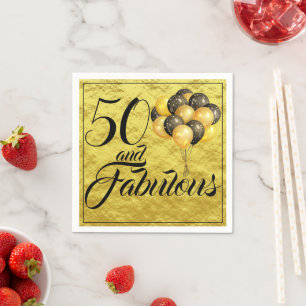 Serviette En Papier Élégante 50e anniversaire Gold Foil Typographie no