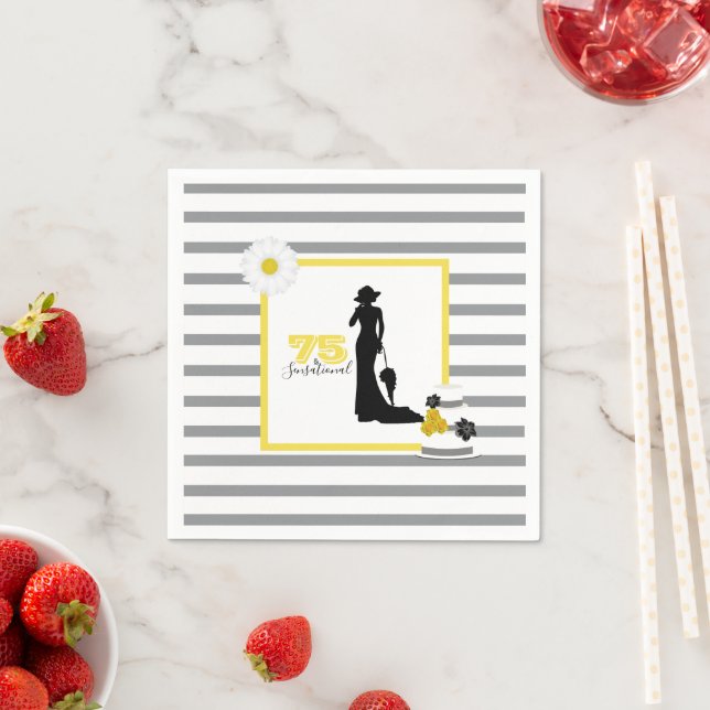 Serviette En Papier Elégante 75 & SENSATIONNELLE 75e fête d'anniversai (En situation)