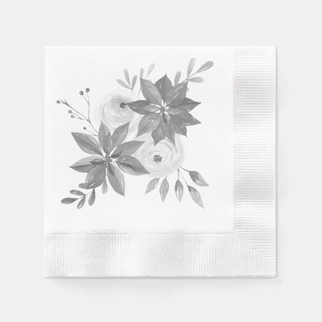 Serviette En Papier Elégante aquarelle argentée (Devant)