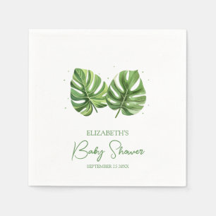 Serviette En Papier Elégante aquarelle Baby shower de palme tropicale