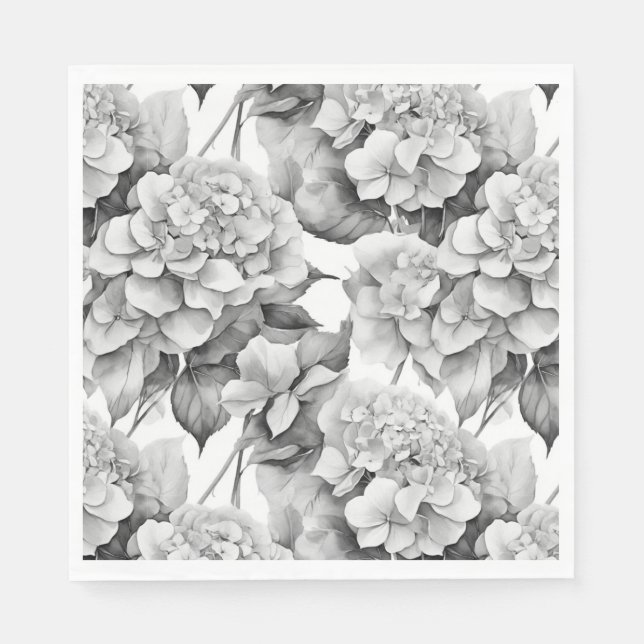 Serviette En Papier Elégante aquarelle blanche grise noire (Devant)