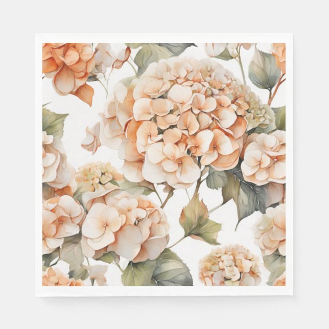 Serviette En Papier Elégante aquarelle blanche vert orange boho (Devant)