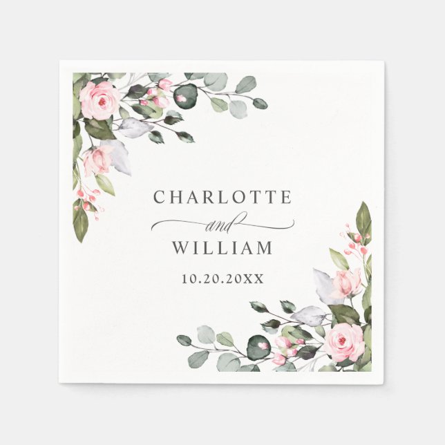 Serviette En Papier Elégante aquarelle Eucalyptus papier Mariage Napki (Devant)
