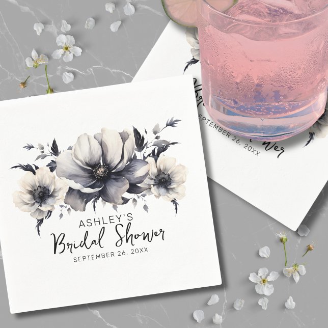 Serviette En Papier Elégante aquarelle Fête des mariées florale (Elegant Watercolor Floral Bridal Shower Napkins)