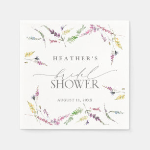 Serviette En Papier Elégante aquarelle Fleur sauvage Fête des mariées 