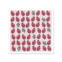 Elégante aquarelle fraise Anniversaire Party Napki