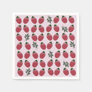 Serviette En Papier Elégante aquarelle fraise Anniversaire Party Napki