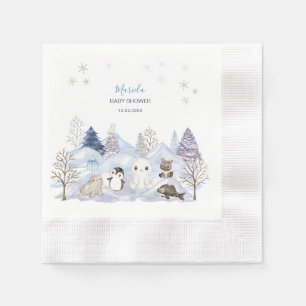 Serviette En Papier Elégante aquarelle Hiver hiver arctique animaux ba