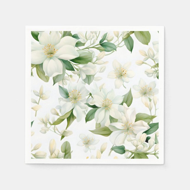 Serviette En Papier Elégante aquarelle Jasmine Flowers (Devant)