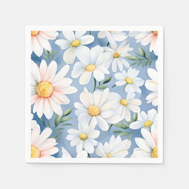 Serviette En Papier Elégante aquarelle marguerite (Devant)