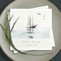 Elégante aquarelle Nautique voile Mariage