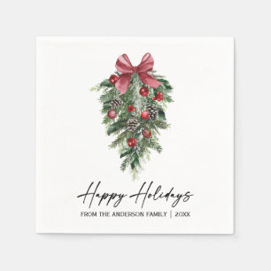 Serviette En Papier Elégante aquarelle Pine Calligraphie Encre Vacance