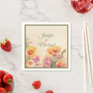 Serviette En Papier Elégante aquarelle Printemps mariage