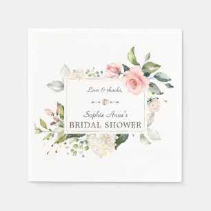 Serviette En Papier Elégante aquarelle rose Blush Fête des mariées flo
