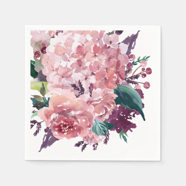 Serviette En Papier Elégante Aquarelle rose Fille Floral (Devant)