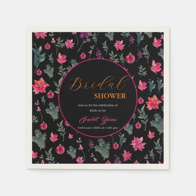 Serviette En Papier Elégante aquarelle rose poussiéreuse douche nuptia (Devant)