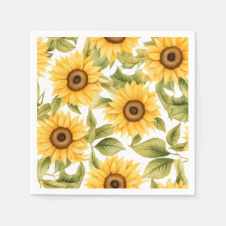 Serviette En Papier Elégante aquarelle tournesol