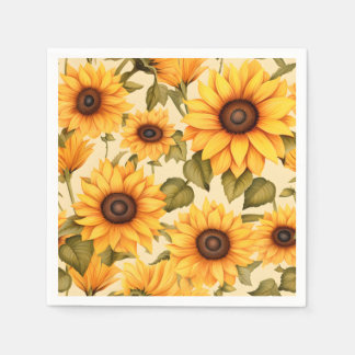 Serviette En Papier Elégante aquarelle tournesols