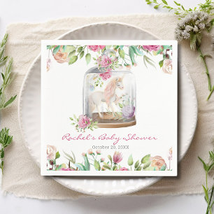 Serviette En Papier Elégante aquarelle Unicorn Chic Baby shower floral