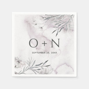 Serviette En Papier Elégante aquarelle violet foncé mariage