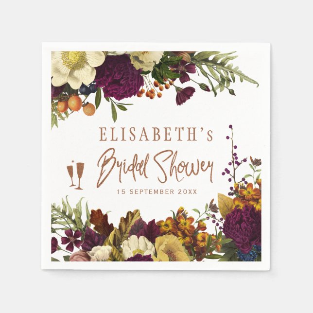 Serviette En Papier Elégante automne automne fleurie personnalisée dou (Devant)