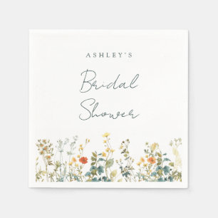 Serviette En Papier Élégante Baby Shower de Fleurs Sauvages de Mariée