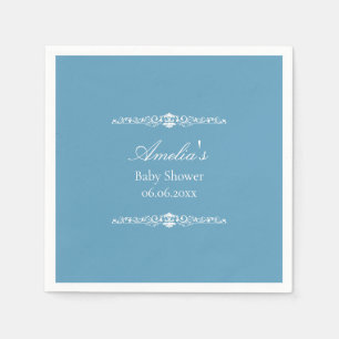 Serviette En Papier Élégante Baby Shower de style Régence Bleu