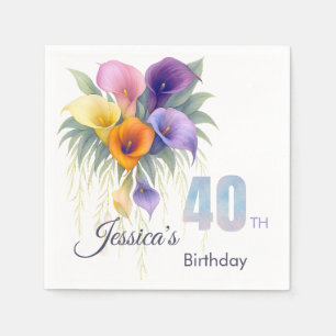 Serviette En Papier Elégante Calla Lily 40e anniversaire Jalon