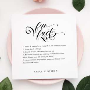 Serviette En Papier Élégante calligraphie Fun Facts Mariage Napkins