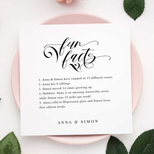 Serviette En Papier Élégante calligraphie Fun Facts Mariage Napkins (Créateur téléchargé)