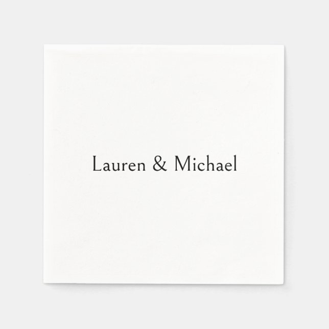 Serviette En Papier Élégante calligraphie minimaliste mariage noir bla (Devant)