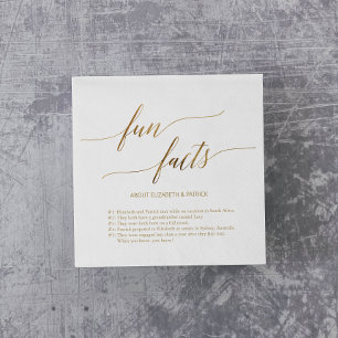 Serviette En Papier Élégante calligraphie or Fun Facts Mariage Napkins