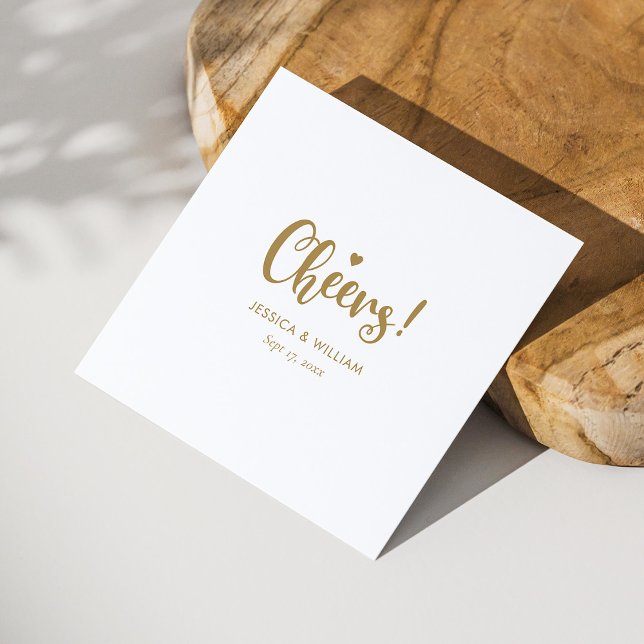 Serviette En Papier Élégante calligraphie or salue Mariage serviettes (Elegant Gold Calligraphy Cheers Wedding Napkins)