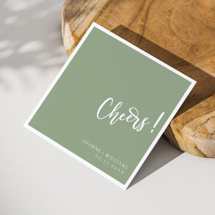 Serviette En Papier Elégante Cheers Lettrés À La Main : Mariage Vert S
