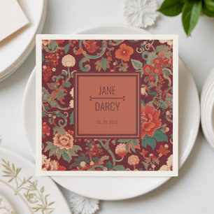 Serviette En Papier Élégante Chinoiserie Bourgogne Mariage victorien