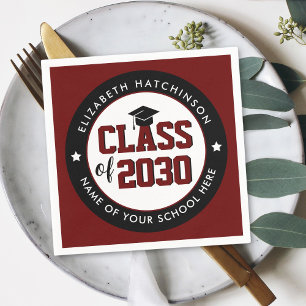 Serviette En Papier Élégante classe rouge bordeaux de 2023 Graduation