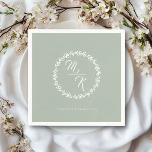 Serviette En Papier Élégante, classique couronne monogramme