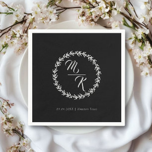 Serviette En Papier Élégante, classique couronne monogramme