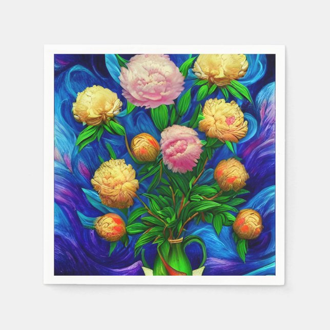 Serviette En Papier Elégante Collection de Belle Peony (Devant)