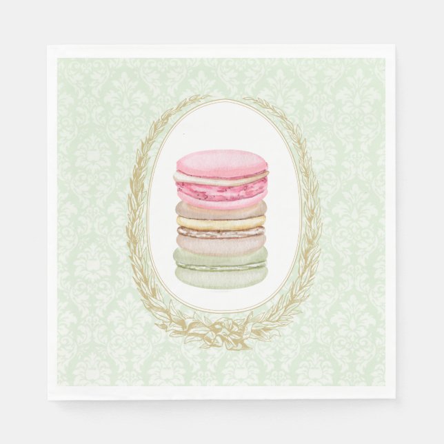 Serviette En Papier Elégante couronne de laurier avec Pastel Macarons (Devant)