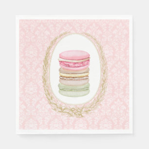Serviette En Papier Elégante couronne de laurier avec Pastel Macarons