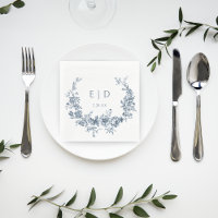 Élégante couronne florale Bleue gravée avec Monogr