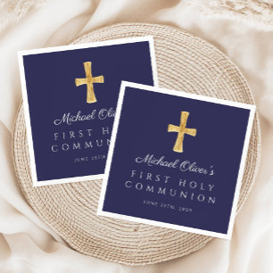 Serviette En Papier Elégante Croix Bleue de la Marine Boy Première com