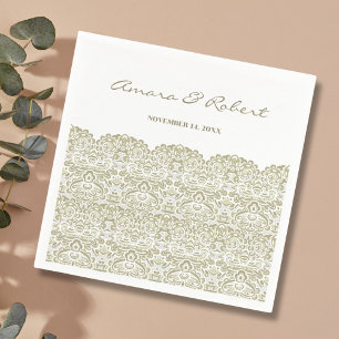 Serviette En Papier Elégante dentelle beige