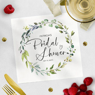Serviette En Papier Élégante Douche de Mariée avec Verdure
