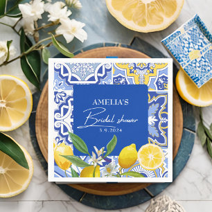 Serviette En Papier Élégante douche de mariée florale au citron médite