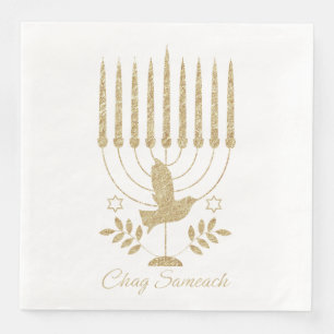 Serviette En Papier Elégante Dove Flying Dove Menorah Hanoukka