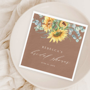 Serviette En Papier Élégante Fête de Mariage Champêtre Tournesol